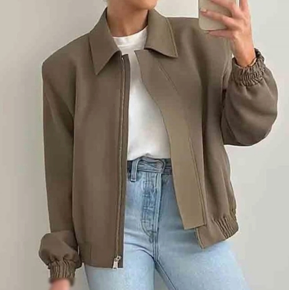 Commense Olive Green Bomber Jacket XS Streetwear Casual Spring Layer - Picture 11 of 14